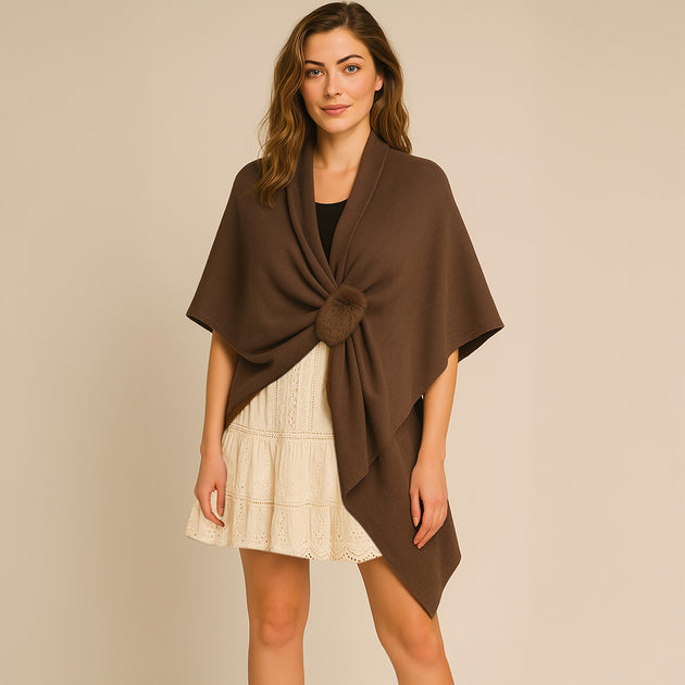 TRUEDAMES Poncho Ruana Tricot Rose Taille Unique 3