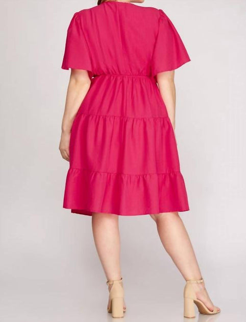 SHE + SKY Plunge Dress Pink XLarge 4