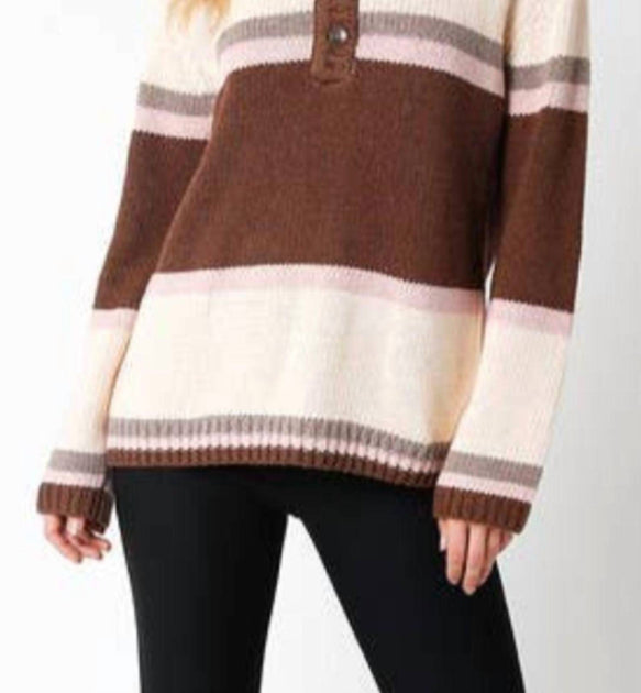 OLIVACEOUS Oversized V-Neck Sweater Brown Large 4