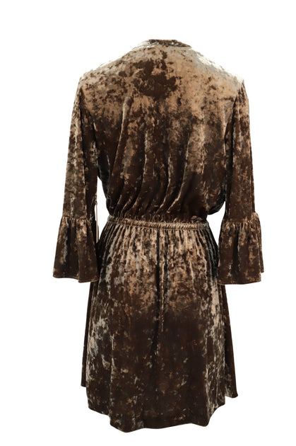L'agence Riley Wrap Velvet Dress Brown Medium 3
