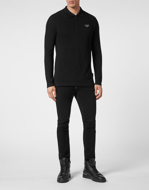Philipp Plein Slim Fit Langarm Polo Weiß Small 3