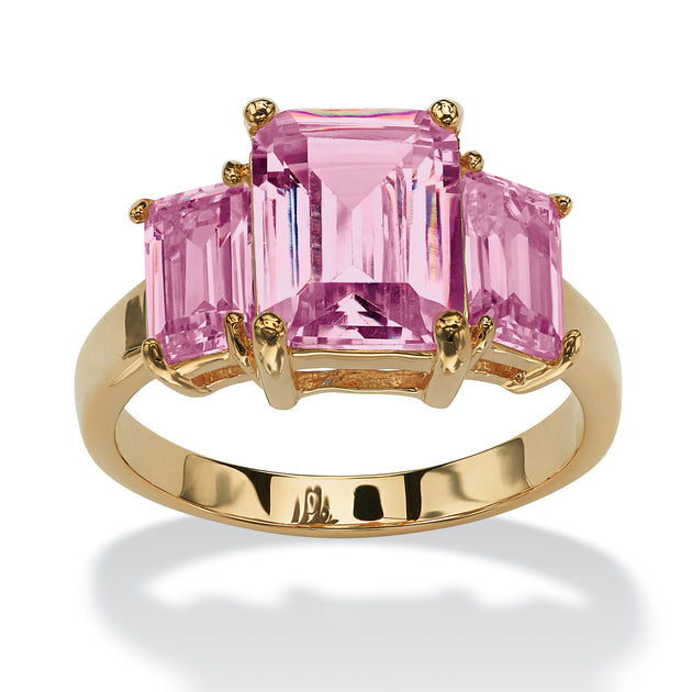 Palm Emerald-Cut Birthstone Ring Gold-Plated Multi US 5 2