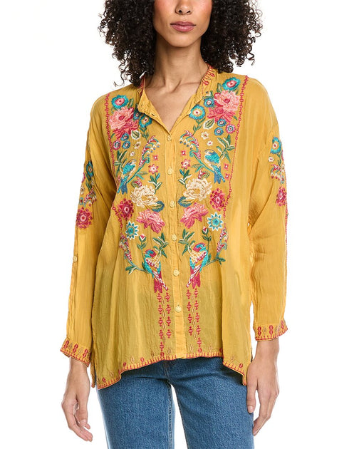Johnny Was Audrey Shirt Yellow Medium 2