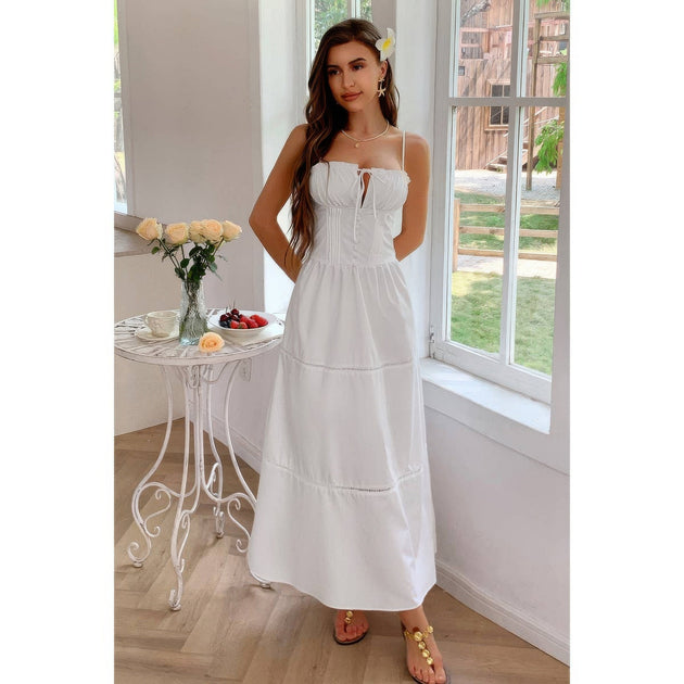 TRUEDAMES Solid Pintuck Eyelet Dress Yellow XLarge 2