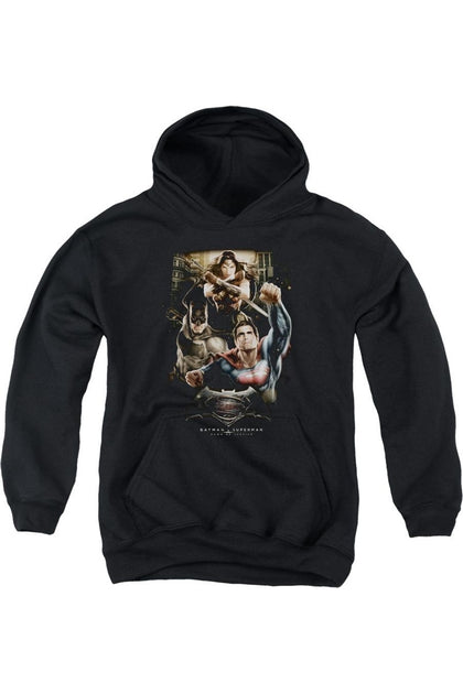 Gildan Batman V Superman Three Hooded Sweatshirt Black Small 2