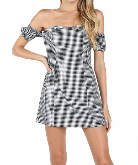 Robe Gingham À Épaules Dénudées Honey Punch Blanc Large 2