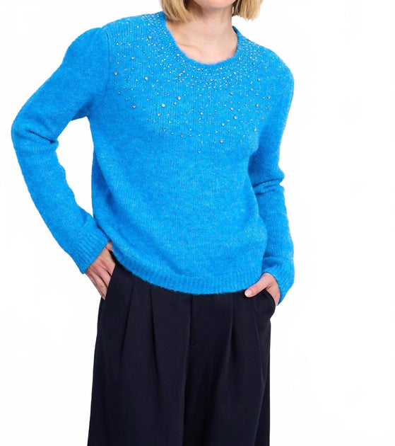 Lili Sidonio Sequin Knit Sweater Blue Small 2
