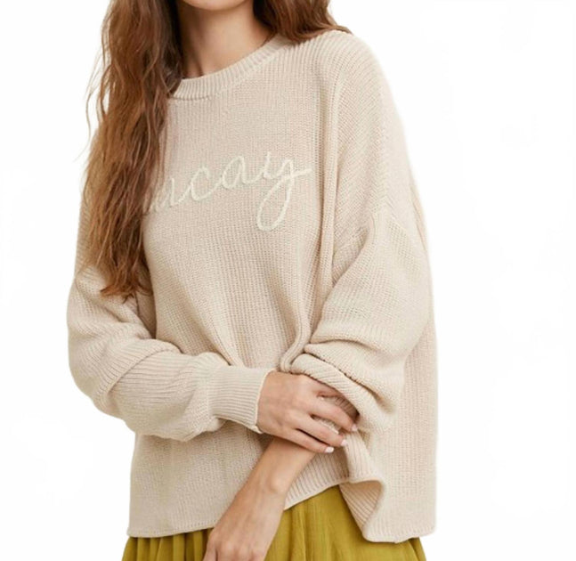 WISHLIST Vacay Handstitched Sweater Beige Small/Medium 2