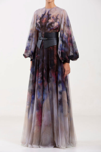 Saiid Kobeisy Chromatic Printed Tulle Dress Pink EU 38 3
