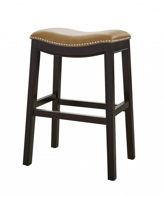 Hivvago 26-inch Backless Bar Chair Tan/Espresso 3