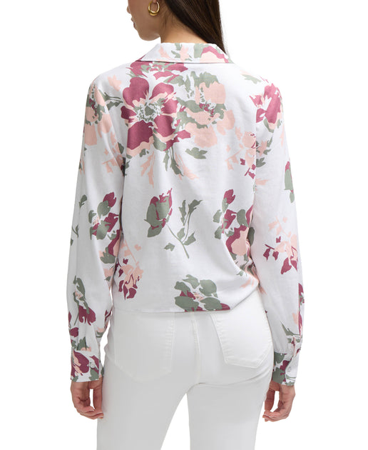 Ellen Tracy Tie Front Shirt Pink Small 3