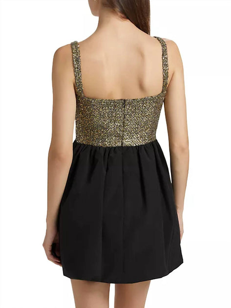 Amanda Uprichard Christine Tweed Bubble Mini Dress Gold XSmall 4