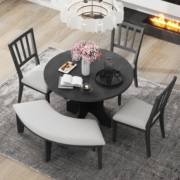 Streamdale Rustic Charm 5-Piece Dining Set with Bench Natural 3