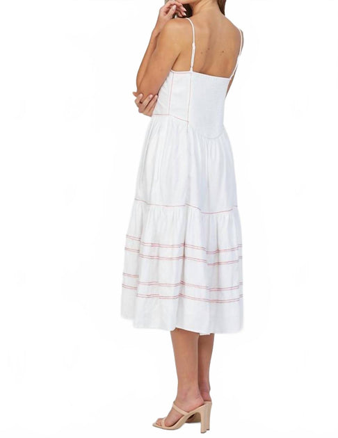 FATE Rio Top Stitch Detail Leinenmischkleid 4