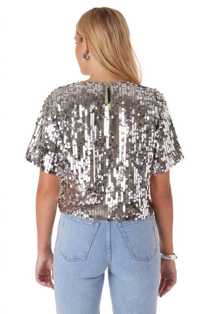 Crosby by Mollie Burch Maxwell Short Sleeve Tee Silver Medium 4