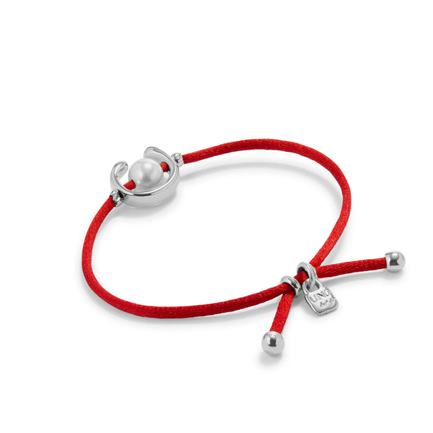 UNOde50 Red Thread Pearl Bracelet Red 4