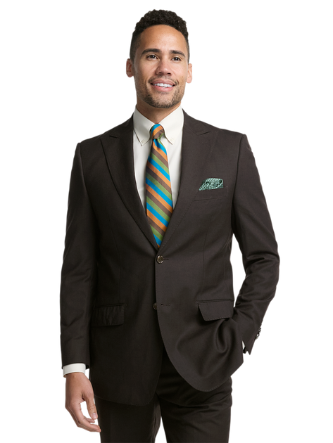 Paul Fredrick Wool Stretch Bengaline Peak Lapel Suit Jacket Green US 42 Short 3