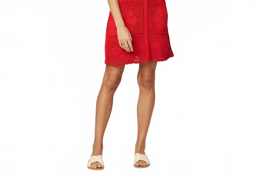 Cleobella Ileanna Crochet Mini Dress Red XSmall 2