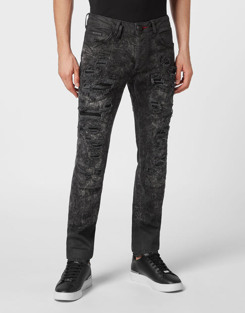 Philipp Plein Denim Trousers Straight Cut Grey 29 5