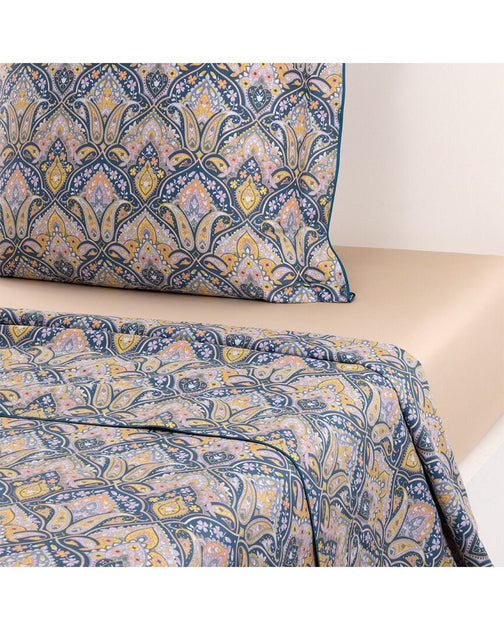 Yves Delorme Dandy Flat Sheet Blue Queen 4