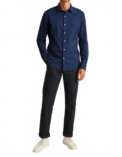 Bonobos Slim Fit Long Sleeve Dot Print Tech Shirt Blue Large 2