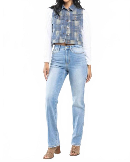 Judy Blue High Waist Thermal Straight Jeans Blue 25 3
