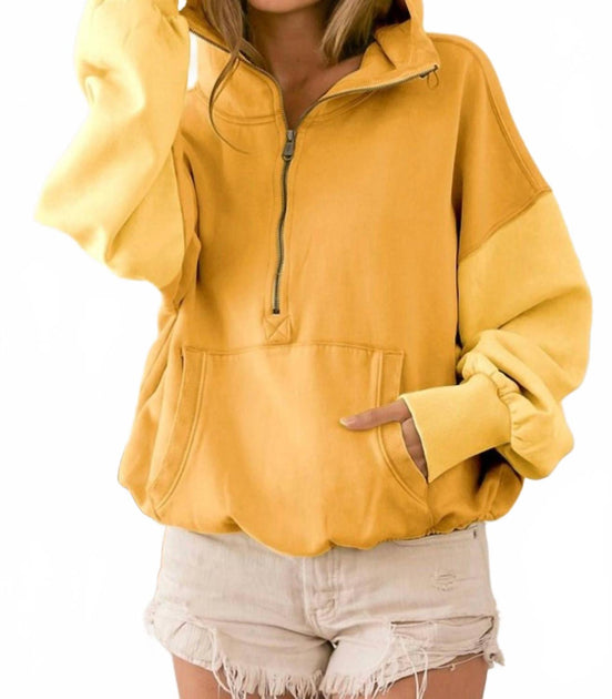 BiBi Color Block Fleece Hoodie Beige Small 3