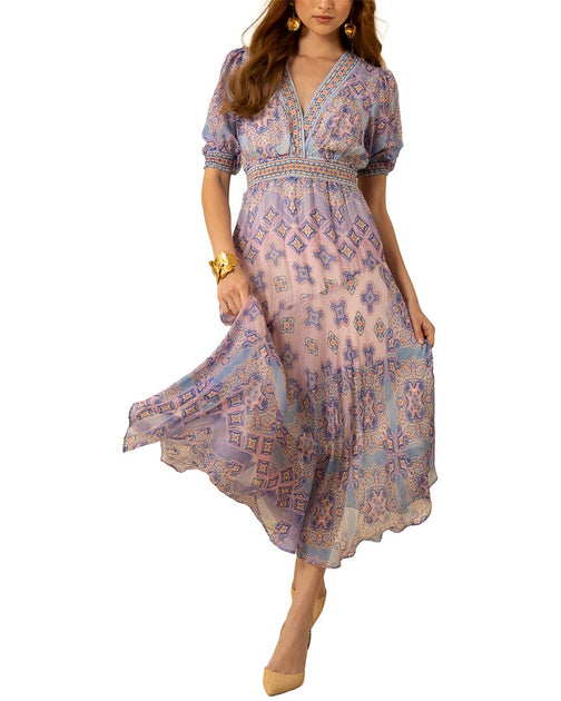 Hale Bob Malaya Midi Dress Blue Small 2