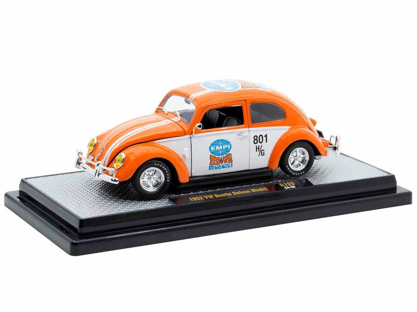M2 Machines 1952 Volkswagen Beetle Deluxe Model Orange and White 1/24 3