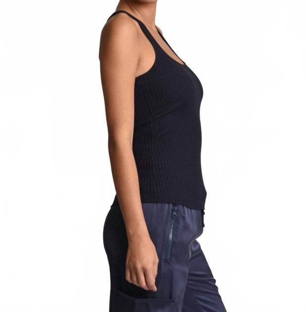 BLANC NOIR Color Block Tank Top Blue Small 3