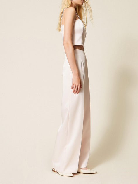 Twin-Set Palazzo-Hose mit weitem Bein Weiß EU 42 4