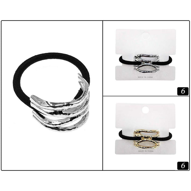 FASHNZFAB Metal Abstract Wrap Accent Stretch Hairbands Gold Silver 4