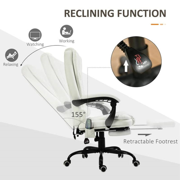 Hivvago Vibrating High Back Massage Office Chair White 4