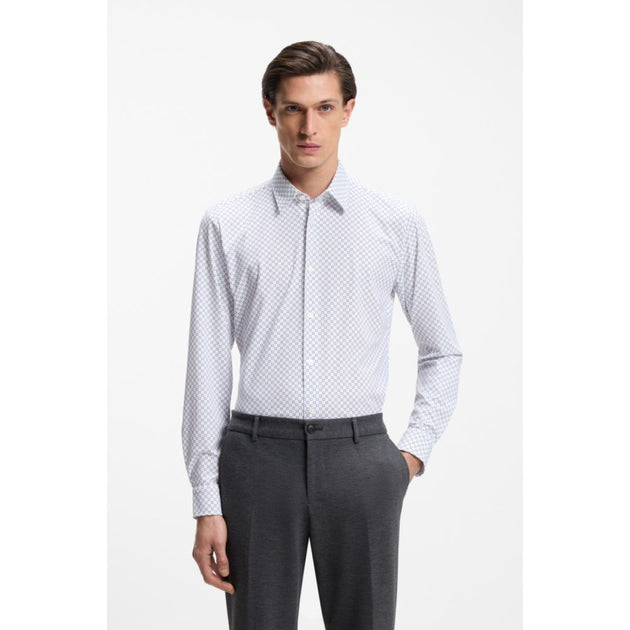 Boss Printed Slim-fit Shirt White Large 4
