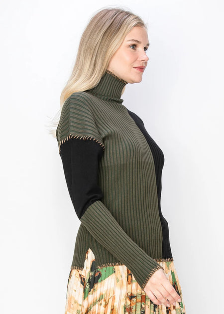 Yal New York Block Panel Knit Sweater Green XLarge 4