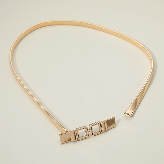 FASHNZFAB Slim Stretch Belt Gold One Size 3