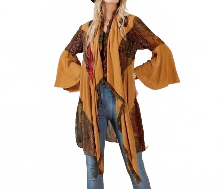 Young Threads Rustic Bohemian Patchwork Kimono Orange 2X 2