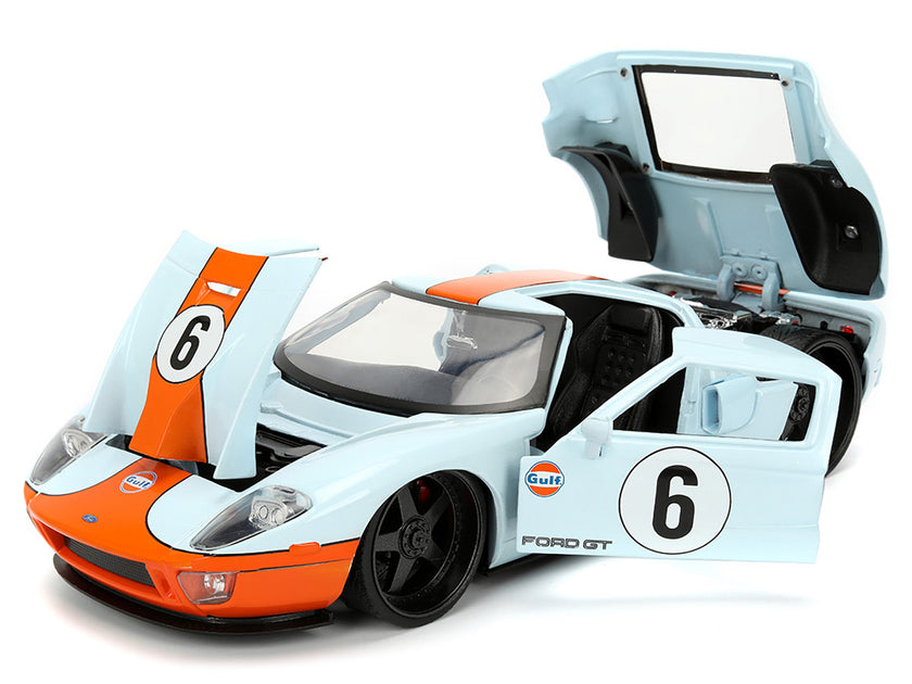 Jada 2005 Ford GT #6 Gulf Oil Hellblau Orange 1/24 Modellauto 3