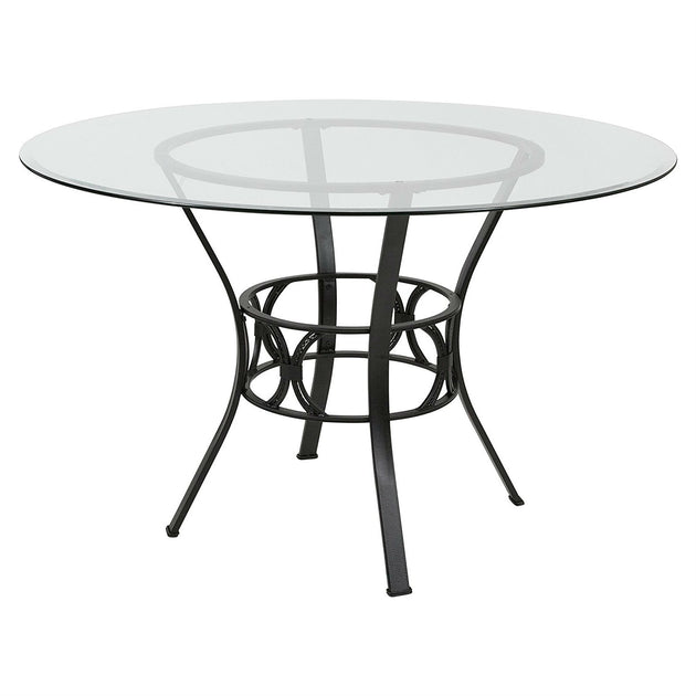 Hivvago Round Dining Table Black/Clear 2