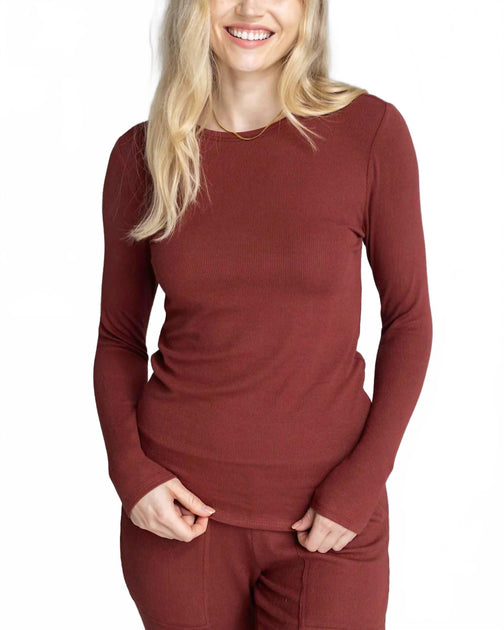 Grace and Lace Essential Ribbed Long Sleeve Tee Red Small 2