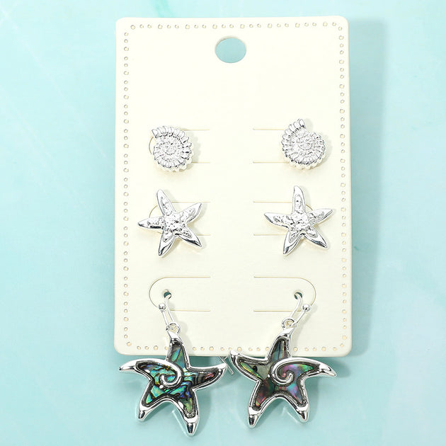 FASHNZFAB Starfish Earring Set Green 2