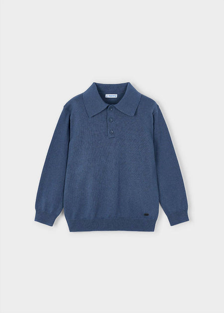 Mayoral Boys Long Sleeve Knit Polo Blue US 8 2