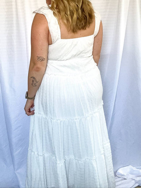 LE LIS Faye Tiered Maxi Dress White Small 3