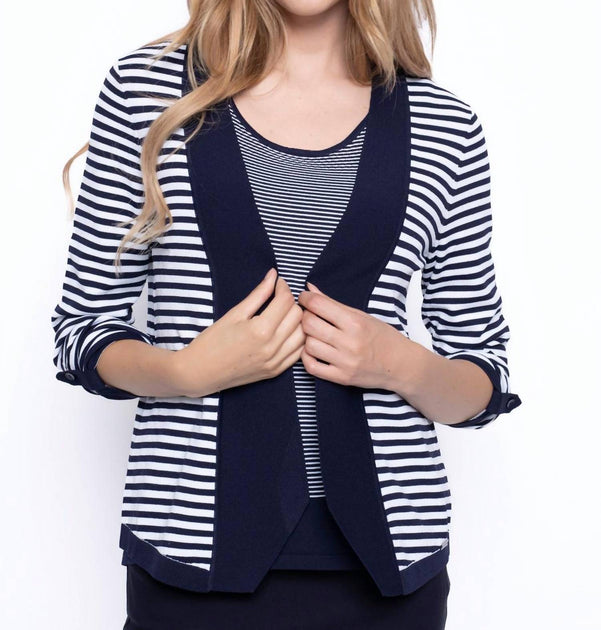 Picadilly Knitted Stripe Tank Blue XS 4