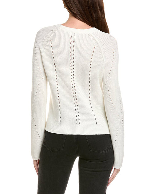 Hannah Rose Picot Stitch Shaker Crewneck Sweater White XL 3