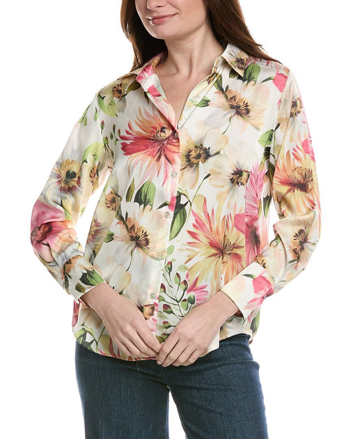 Philosophy Satin Split Neck Blouse Pink Small 2