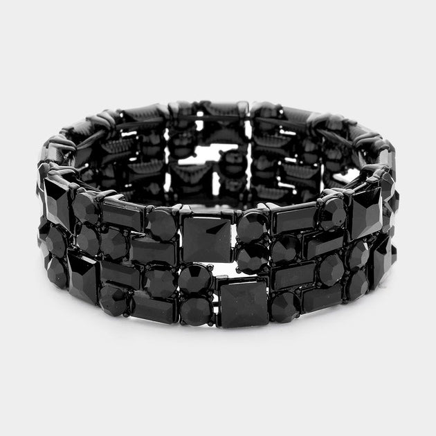 FASHNZFAB Multi Stone Stretch Evening Bracelet Multi One Size 5