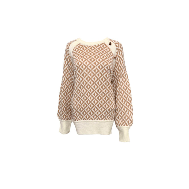 Vine & Love Rundstrickpullover Strickpullover Beige Large 4