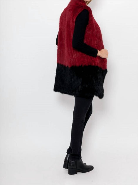 LOVE TOKEN Alexa Fur Vest Red Small 3