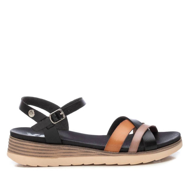 Xti Low Wedge Strappy Sandals Black US 7 3